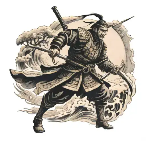Samurai In Calm But Ready To Fight