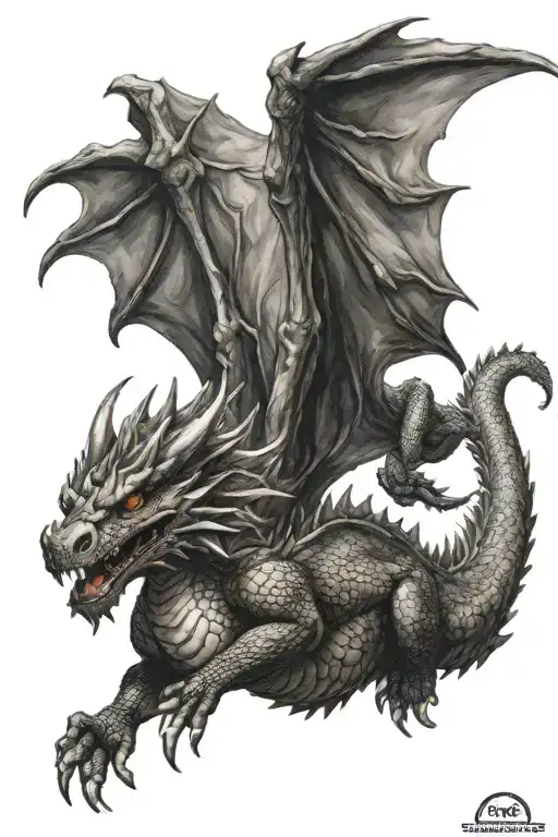 Pretty Dragon Flying Upwards Direction