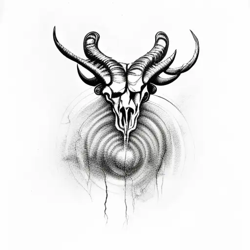 Ram Skull With Barbed Wire On The Horns