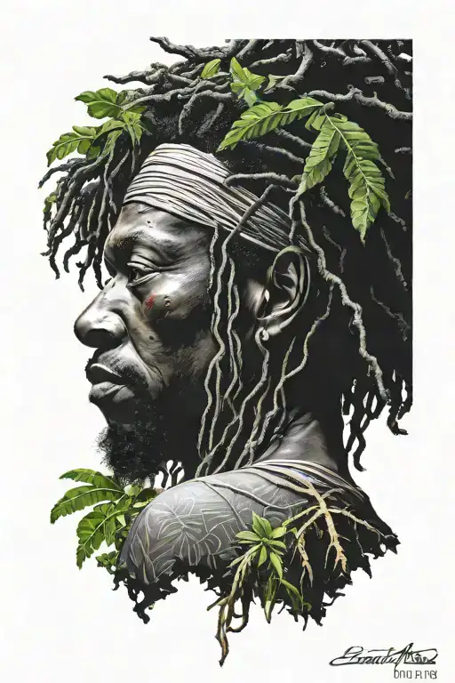 Tree Infused With Dreadlock Jamaican Man Superhero