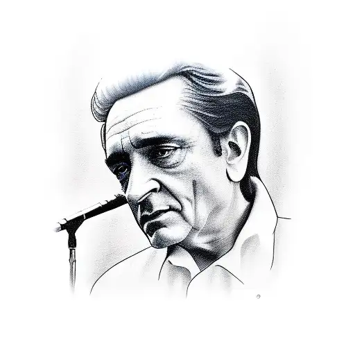 Johnny Cash With Microphone Cartoon