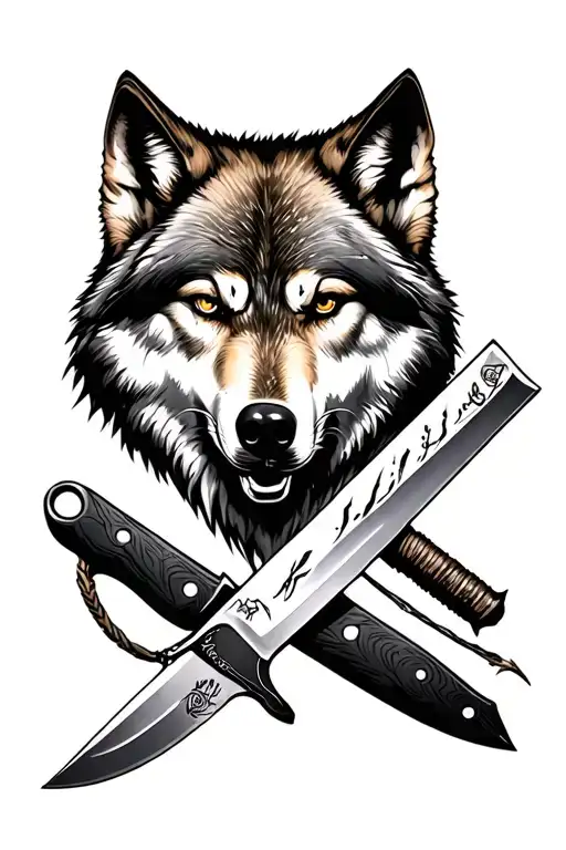 Wolf Face And Knife