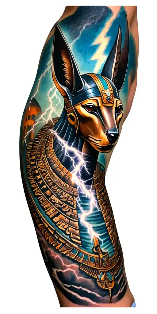 Viking Rume And Anubis And Lightning Bolt Featuring Anubis And Fusion Of Inka And Egyptian Symbolism