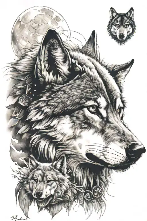 Realistic Wolf Mixed With Warrior And Dreamchaser