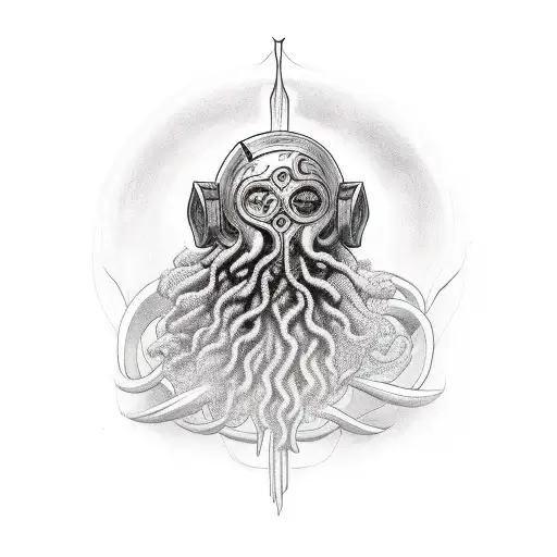 Mimir Head From Nordic Myths With Headcrab From Half-life Game Series On Top