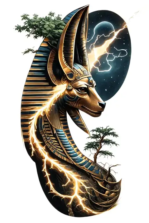 Viking Rume And Tree And Anubis Lightning Bolt And A Fusion Of Egyptian Symbolism