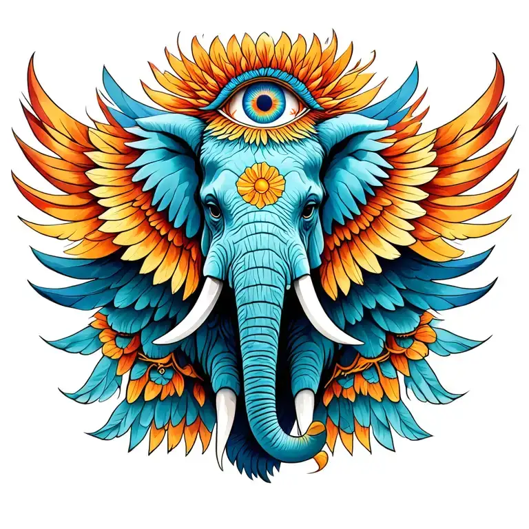 Elephant Phoenix Peace Calm Third Eye