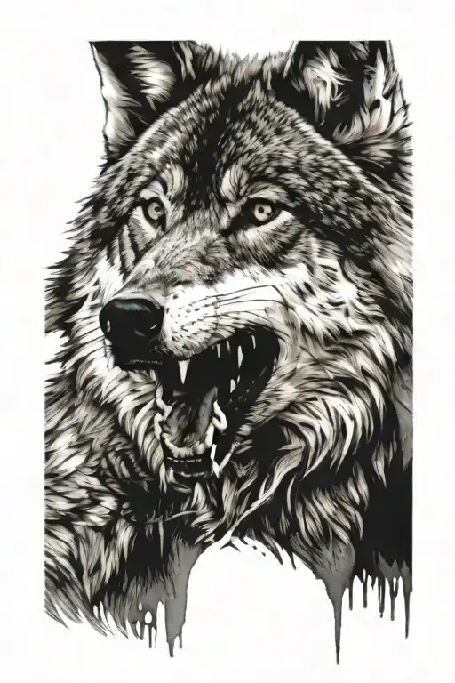 Wolf Face With Scars Wounds