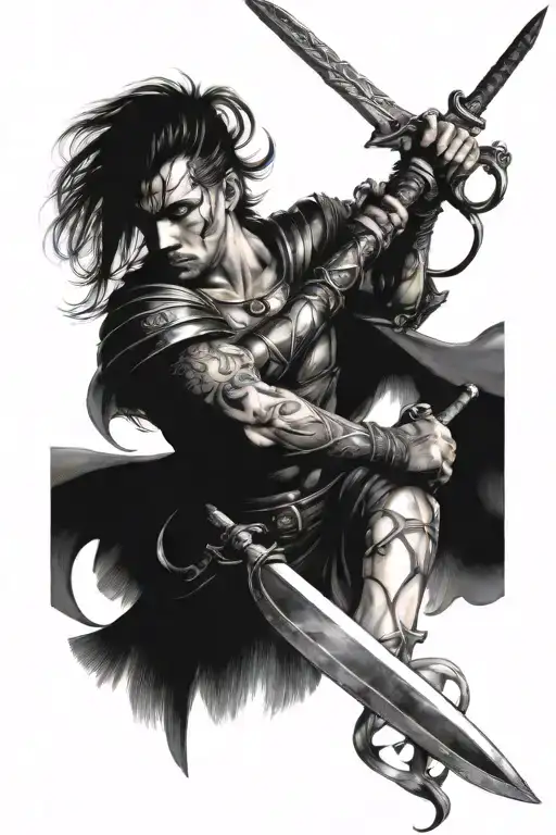 Warrior Wielding Sword Surrounded With Magic