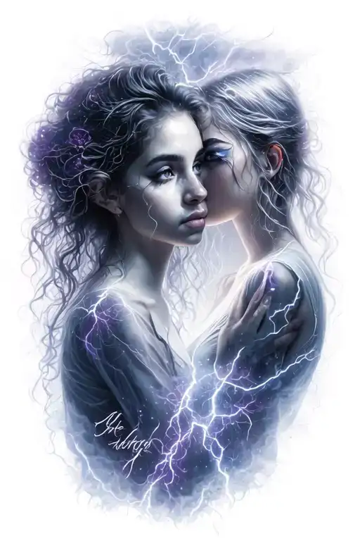 Peace In The Storm With A Girlfriends Written In The Mist With Lighting