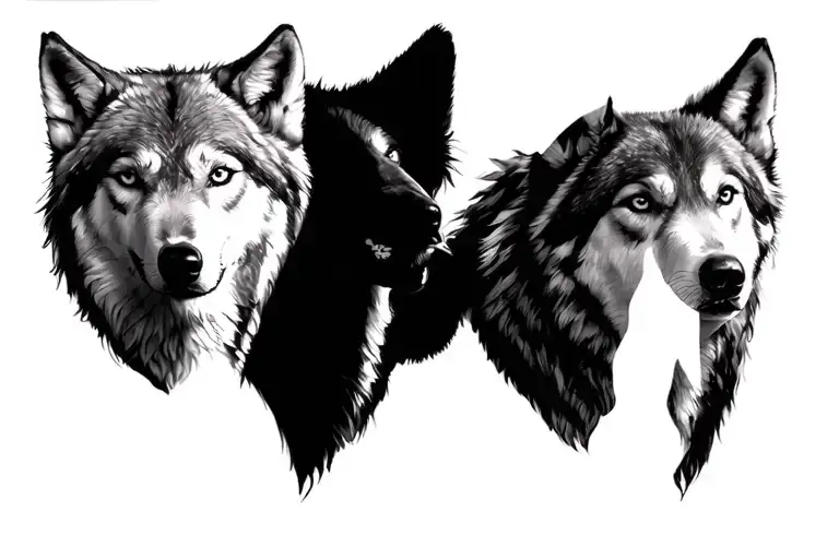 Couple Male Female Wolves