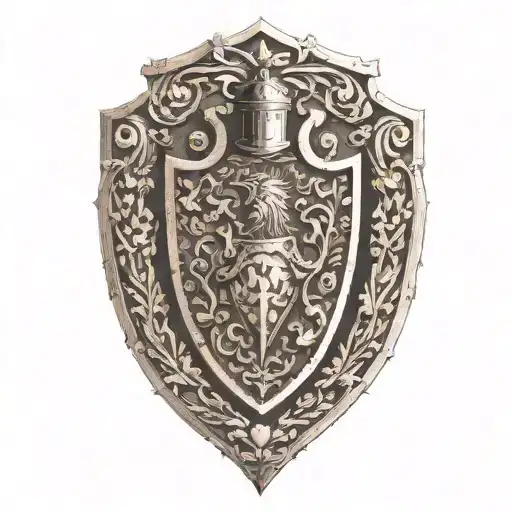 An Abstract Representation Of A Knight's Shield Incorporating Coffee Beans And Animal Silhouettes