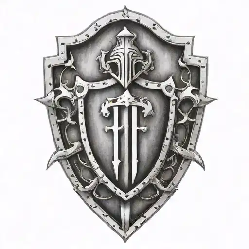 Knights Shield With Wrenches Forming The Shape Outline