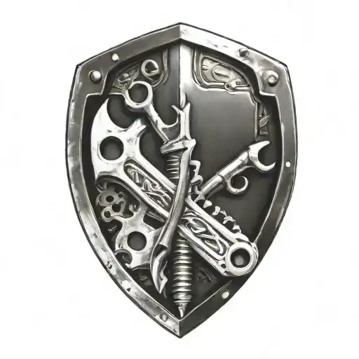 Mechanics Shield Adorned With Wrenches Incorporated