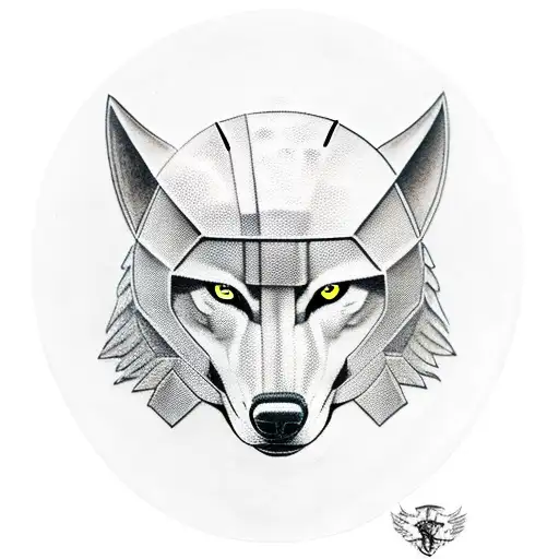 Wolf With Spartan Helmet