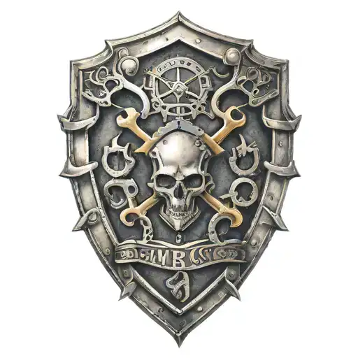 Mechanics Shield Adorned With Wrenches Incorporated