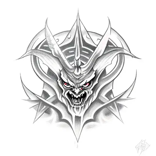 Satanic Demon With Symbols
