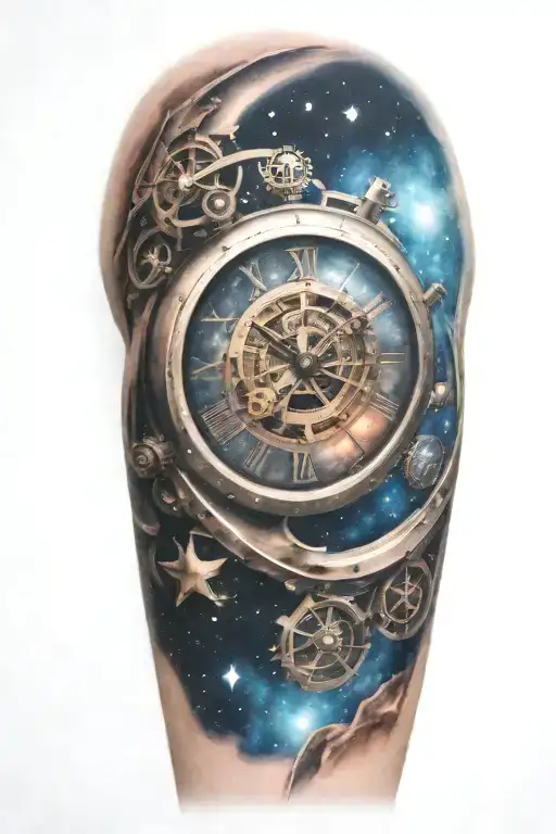 A Mechanical Clock With Intricate Stars And Galaxies