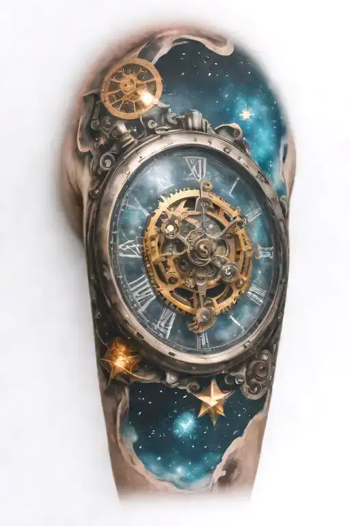 A Mechanical Clock With Intricate Stars And Galaxies