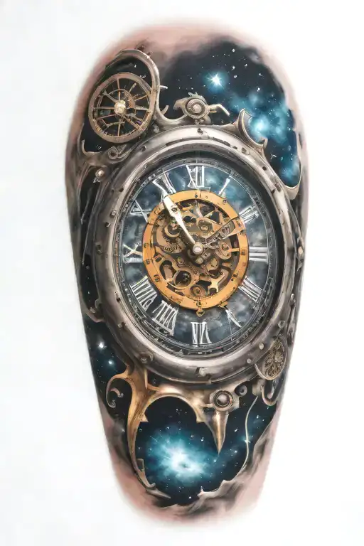 A Mechanical Clock With Intricate Stars And Galaxies