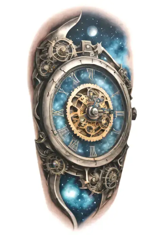 A Mechanical Clock With Intricate Stars And Galaxies