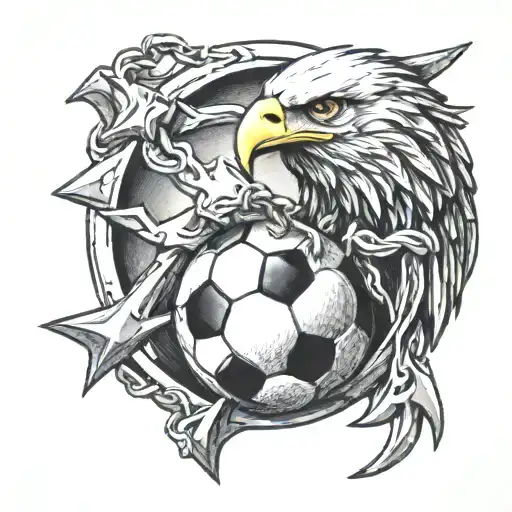 Soccer Ball With Anchor Through It With An Eagle On Top Of Anchor