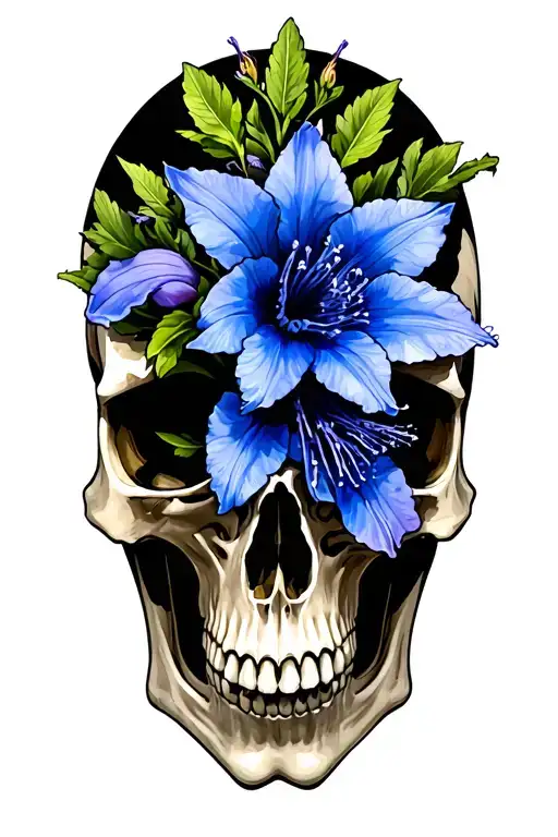 Colorado Blue Columbine Flower And Skull