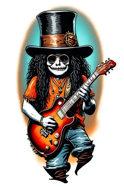 Voodoo Doll Slash Playing Guitar With Cylinder Hat