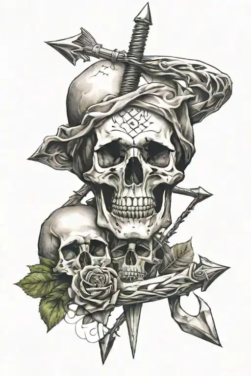 Middle Arrow And Skull