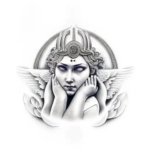 Goddess Of Peace Holding 3 Children