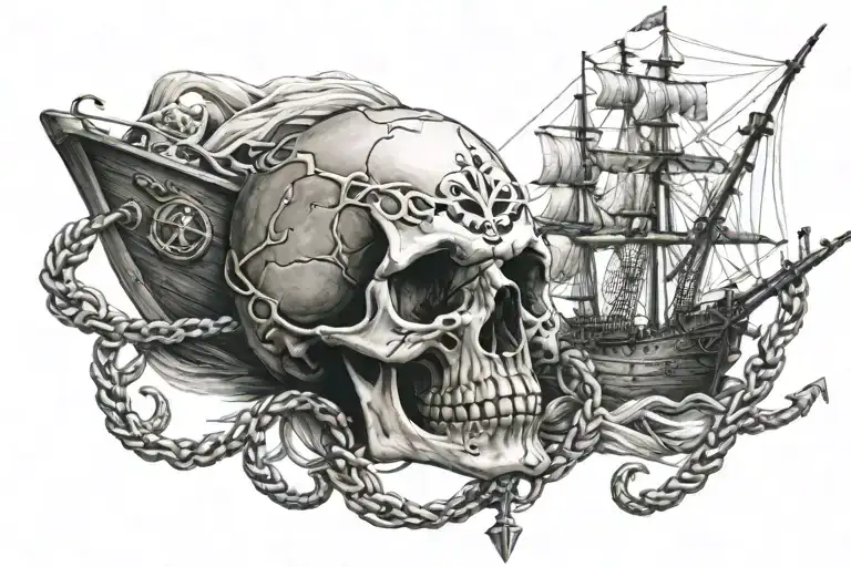 Skull Ship And Anchor