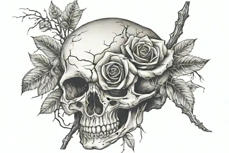 Skull Rose And Sticks