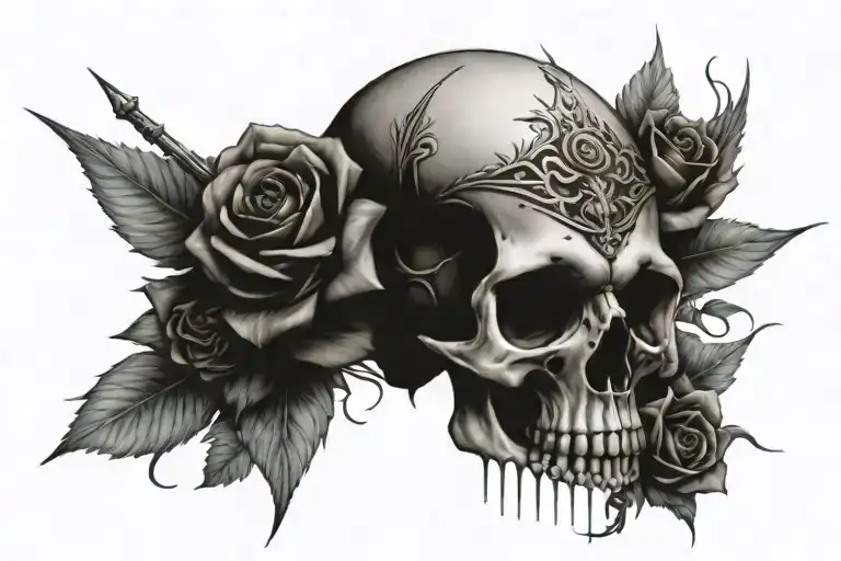 Rose Skull And Spears