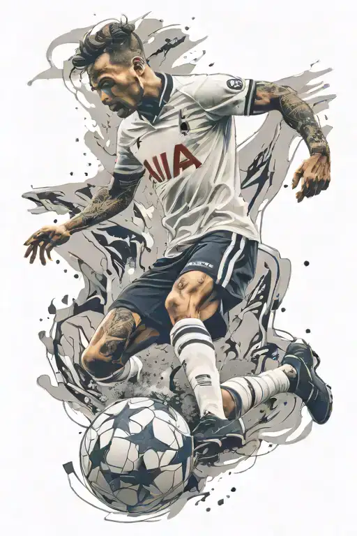 A Dynamic Design Of A Football Player Scoring A Goal With The Tottenham Logo In The Background