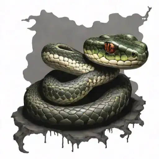 Snake With A Nail Threw Its Head