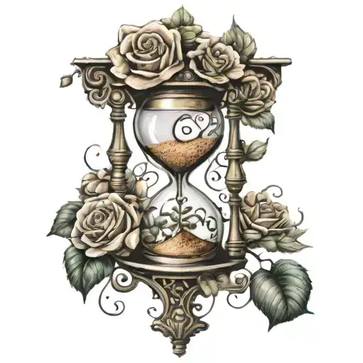 Hourglass With Small Vining Roses
