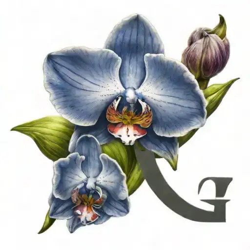 Blue Orchid With The Letter G Incorporated As A Tribute