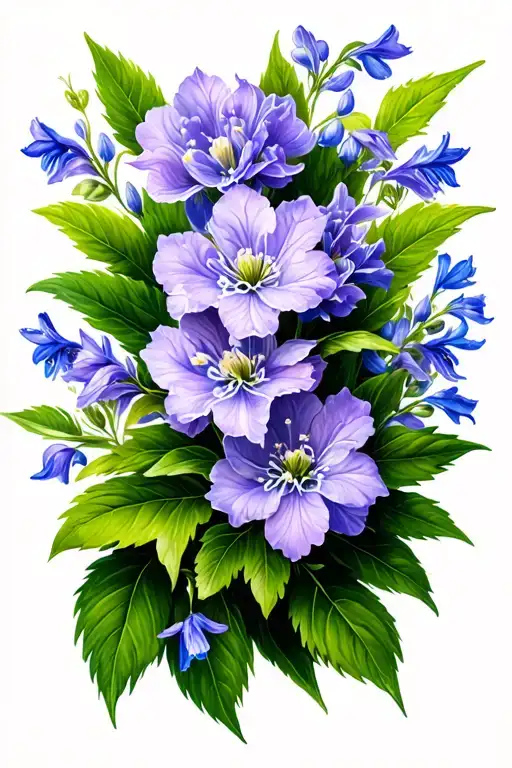 Lilac And Bluebell Flowers
