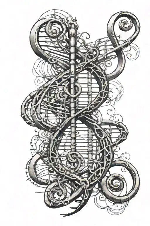 Dna Strands Forming A Treble Clef Symbol
