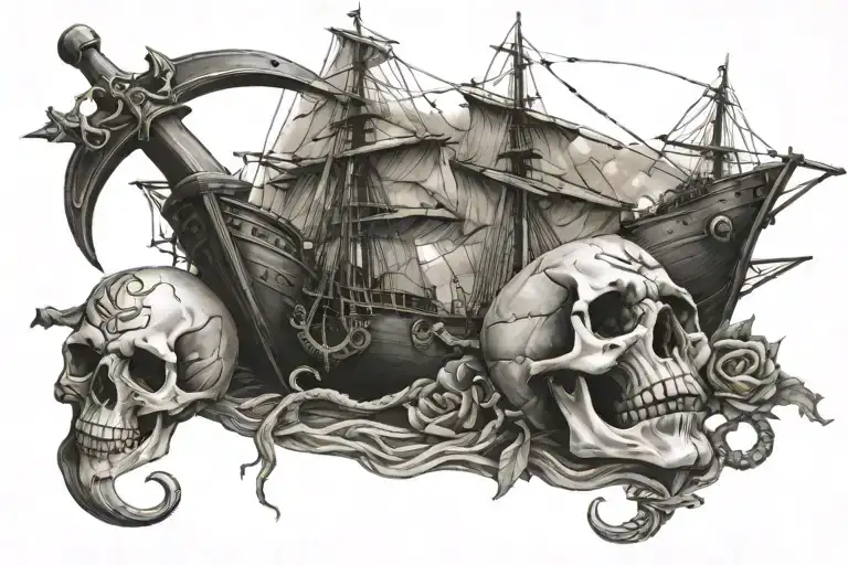 Skull Ship And Anchor