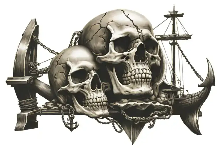 Skull Ship And Anchor