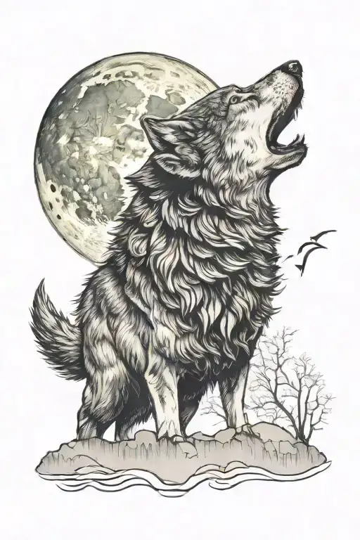 Wolf Howling At Moon