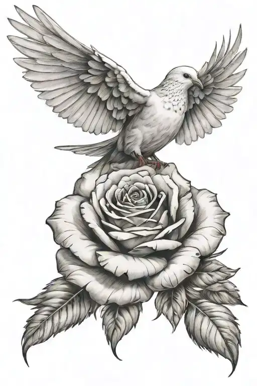 Dove Rose And Quote Written