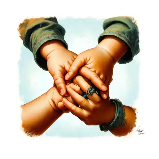 2 Child Hands With The Vingers Bend And The Ring Fingers Playing With Eachother