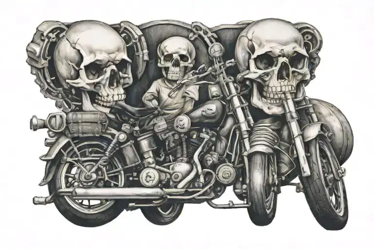 Ship Motorcycle And Skull