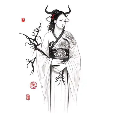 A Japanese Demon And A Woman