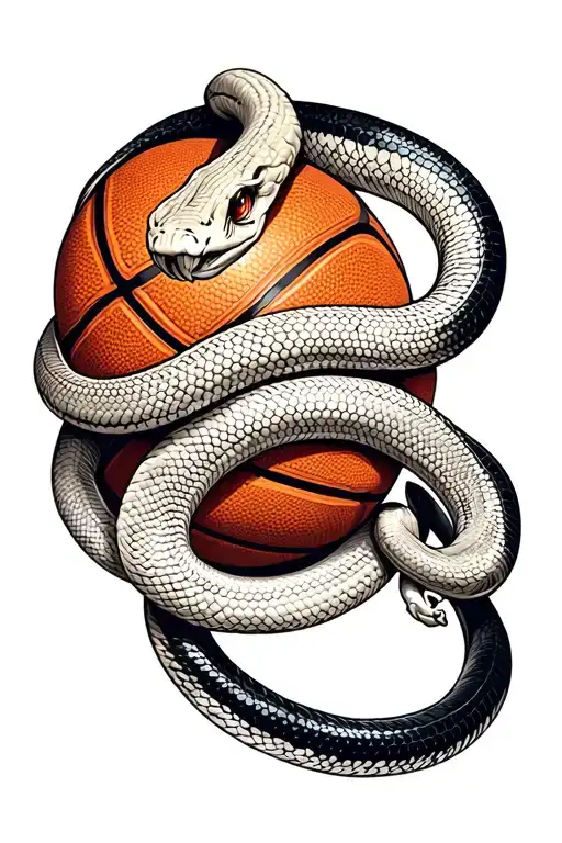 Black Mamba Snake Wrapped Around Basketball