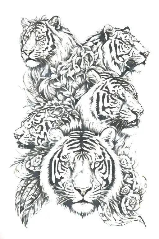 Spear And Peacock And Lion And Tiger