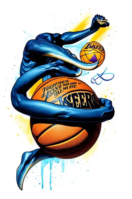 Black Mamba Wrapped Around Basketball With Kobe Quote