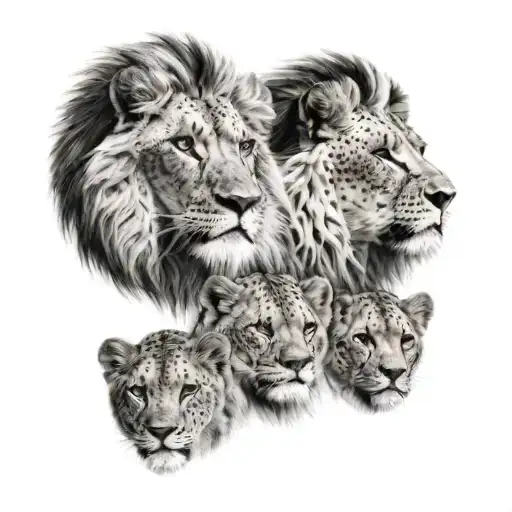 Lion Heads On Cheetah